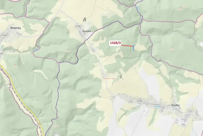 Dražba lesa, Kladky, 3057 m2