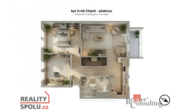Prodej bytu 3+kk, Chýně, Tichá, 79 m2