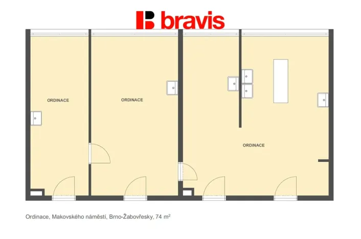 Pronájem ordinace, Brno - Žabovřesky, Makovského náměstí, 74 m2