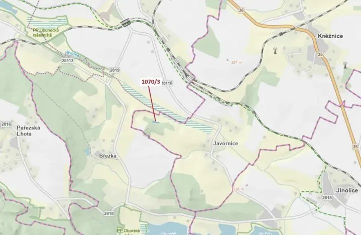 Dražba pozemku, Kněžnice, 631 m2