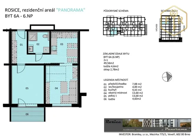 Prodej bytu 2+1, Rosice, Na Vyhlídce, 50 m2
