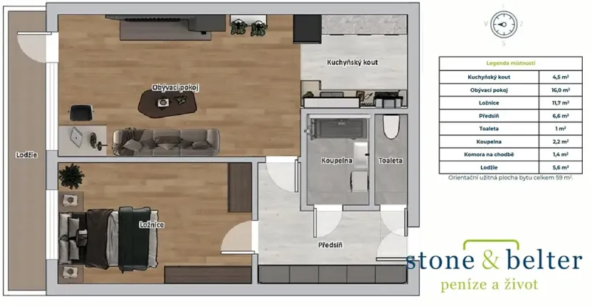 Prodej bytu 2+kk, Praha - Kamýk, Smotlachova, 43 m2