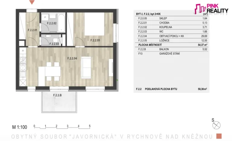 Pronájem bytu 2+kk, Rychnov nad Kněžnou, Javornická, 54 m2