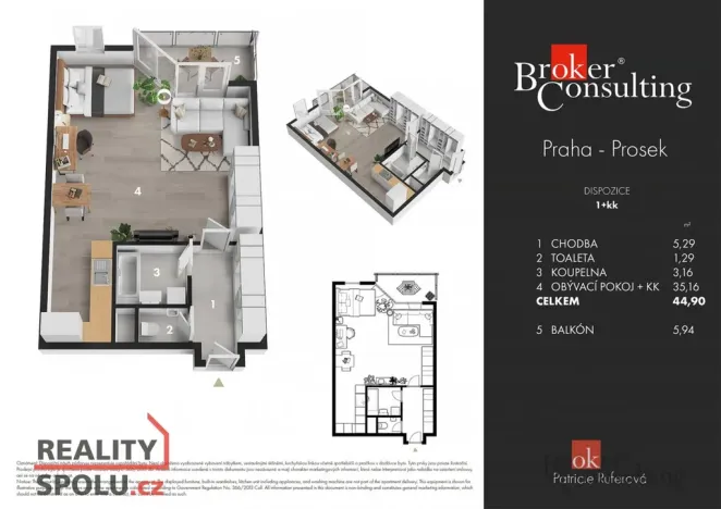 Prodej bytu 1+kk, Praha - Prosek, Prosecká, 54 m2