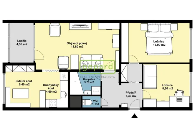 Pronájem bytu 3+1, Praha, Kaňkovského, 65 m2