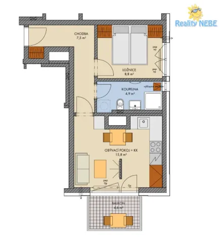 Pronájem bytu 2+kk, Kralupy nad Vltavou, Nádražní, 40 m2
