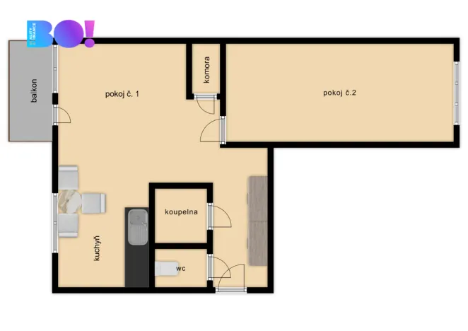 Pronájem bytu 2+kk, Třinec, Palackého, 53 m2