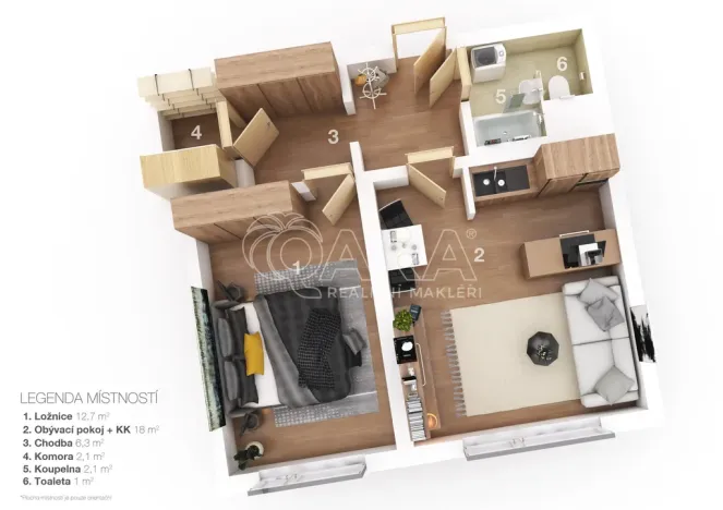 Pronájem bytu 2+kk, Ústí nad Labem - Severní Terasa, Rabasova, 42 m2