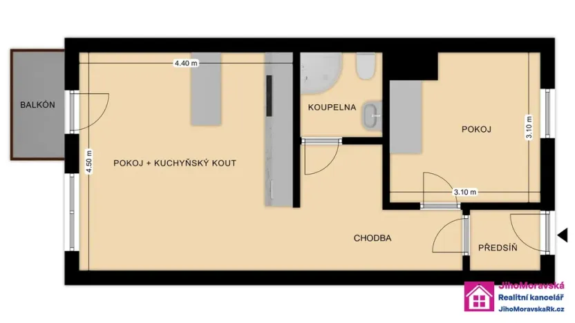 Pronájem bytu 2+kk, Břeclav, třída 1. máje, 57 m2