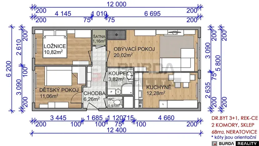 Prodej bytu 3+1, Neratovice, 68 m2