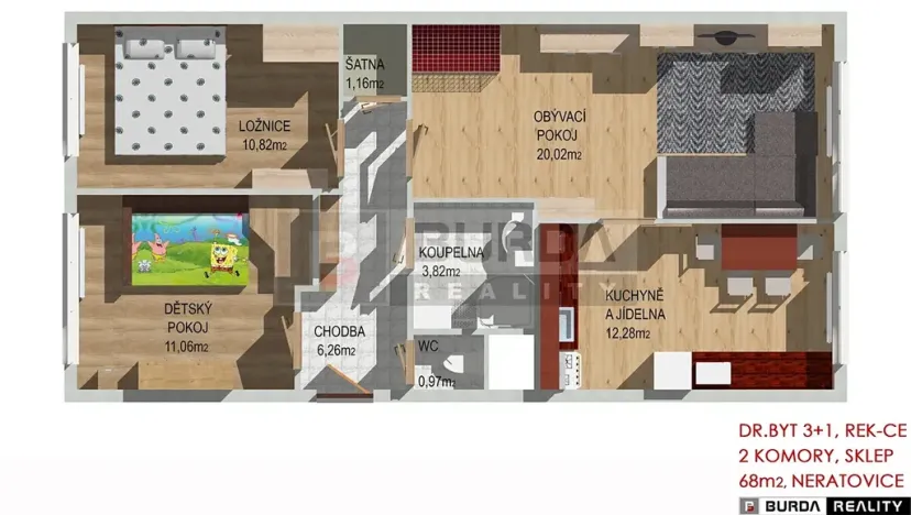 Prodej bytu 3+1, Neratovice, 68 m2