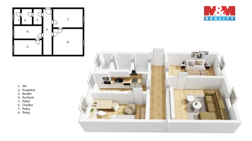 Prodej bytu 3+1, Hostivice, Školská, 61 m2
