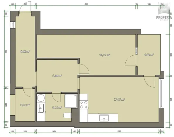 Pronájem bytu 2+kk, Modřice, Popovická, 57 m2