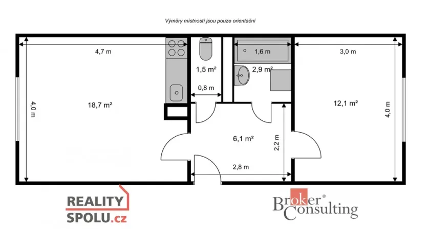 Pronájem bytu 2+kk, Jablonec nad Nisou, Skelná, 41 m2
