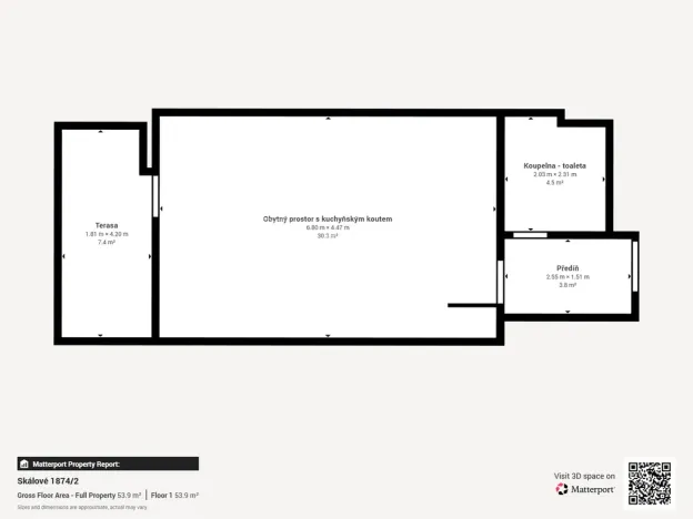 Pronájem bytu 1+kk, Praha - Braník, Skálové, 44 m2