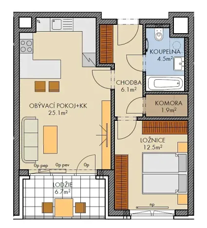 Pronájem bytu 2+kk, Praha - Ruzyně, Stočesova, 59 m2
