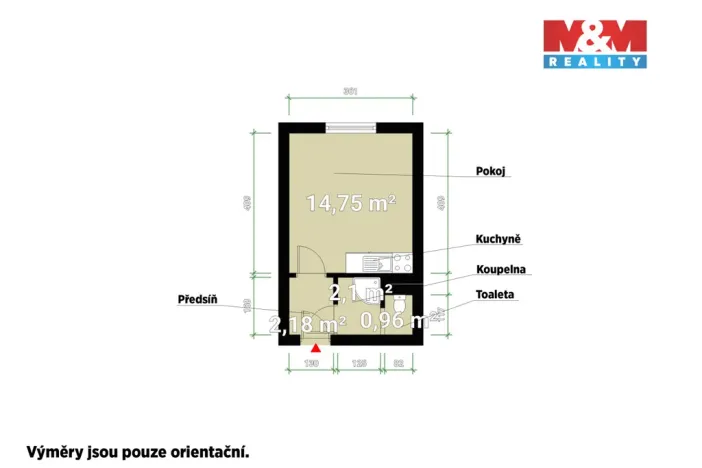 Pronájem bytu 1+kk, Plzeň - Doudlevce, Šimerova, 20 m2