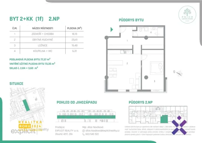 Prodej bytu 2+kk, Kroměříž, Slovanské náměstí, 77 m2