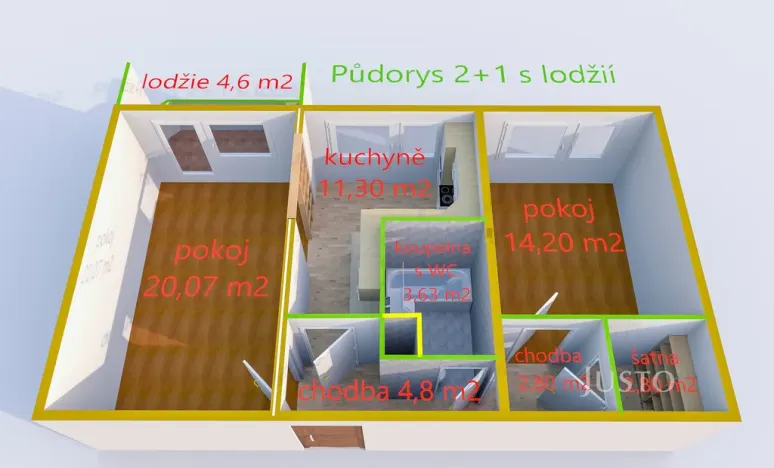 Pronájem bytu 2+1, Uherské Hradiště, Štěpnická, 60 m2
