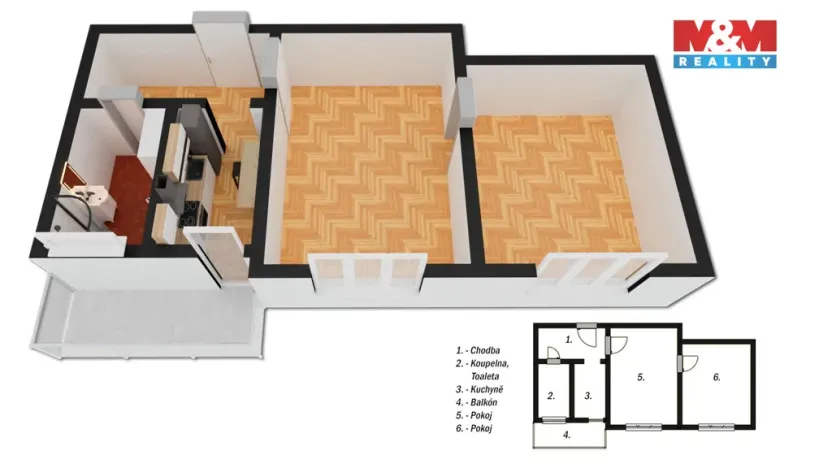Pronájem bytu 2+1, Kamenice nad Lipou, Družstevní, 45 m2