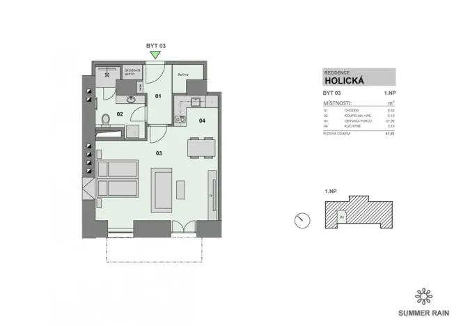 Pronájem bytu 1+kk, Olomouc - Hodolany, Holická, 42 m2