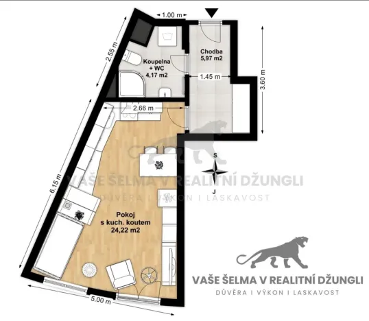 Prodej bytu 1+kk, Praha - Podolí, Dvorecká, 34 m2