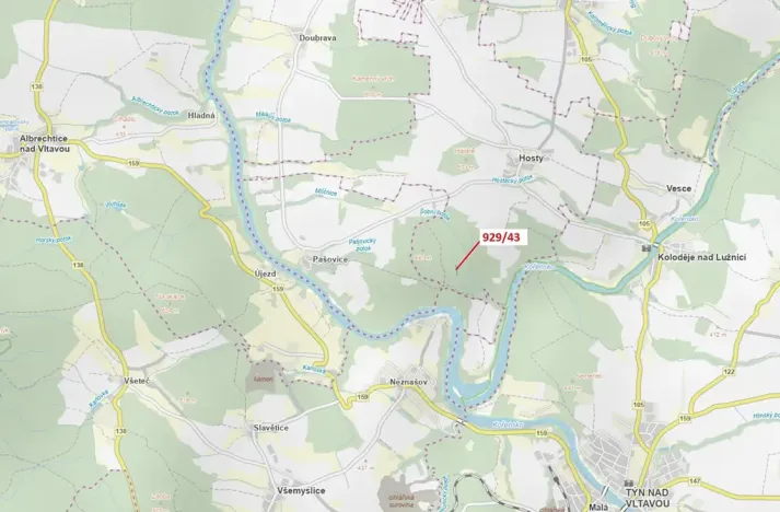 Dražba lesa, Hosty, 1258 m2