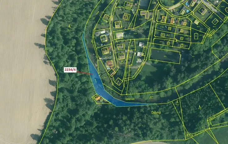 Dražba pozemku, Římov, 1687 m2