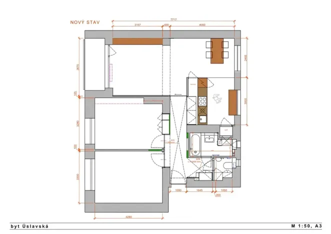 Pronájem bytu 3+1, Praha - Čakovice, Úslavská, 76 m2
