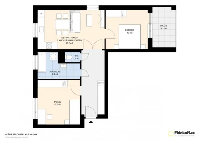 Pronájem bytu 2+kk, Bělá pod Bezdězem, Tyršova, 72 m2