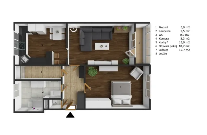 Prodej bytu 2+1, Kladno - Kročehlavy, Kosmonautů, 68 m2