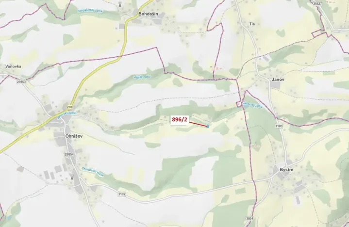 Dražba lesa, Ohnišov, 978 m2