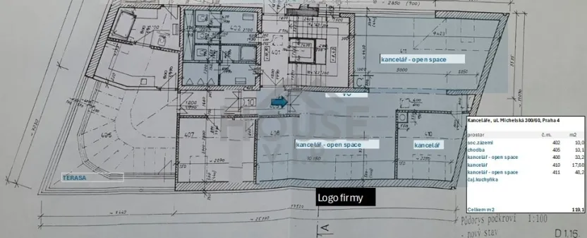 Pronájem kanceláře, Praha - Michle, Michelská, 119 m2
