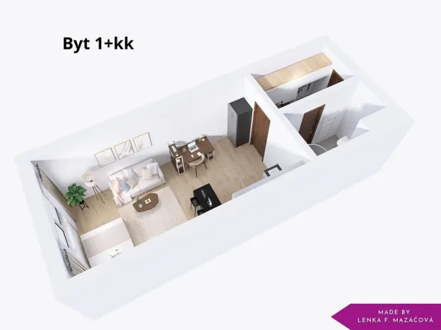 Pronájem bytu 1+kk, Olomouc - Řepčín, Edvarda Beneše, 33 m2