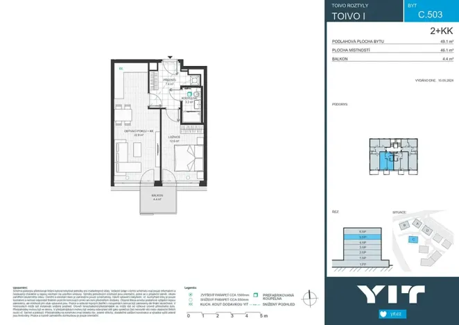 Prodej bytu 2+kk, Praha - Chodov, Komárkova, 46 m2