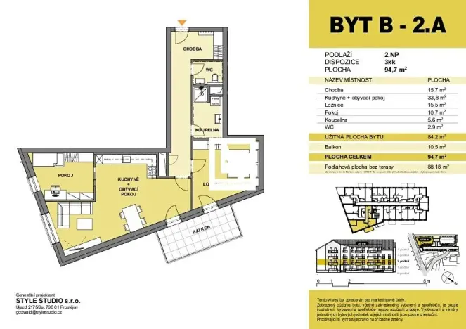 Prodej bytu 3+kk, Velká Bystřice, 85 m2