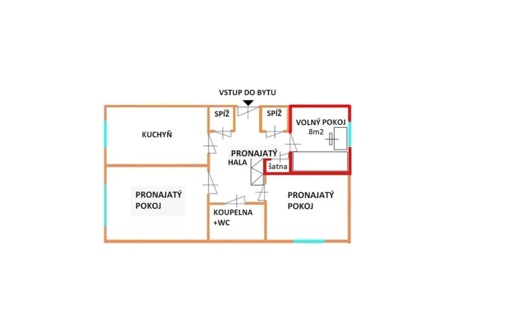 Pronájem pokoje, Brno, Arménská, 8 m2