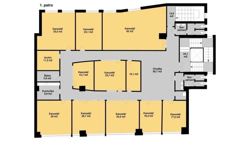 Pronájem kanceláře, Praha, Na příkopě, 2169 m2