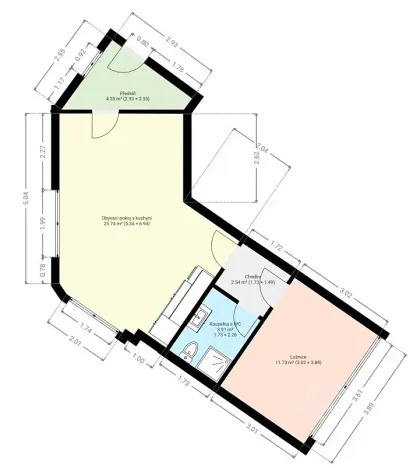 Pronájem bytu 2+kk, Hradec Králové, Švehlova, 47 m2