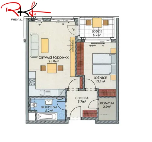 Pronájem bytu 2+kk, Praha, Stočesova, 57 m2