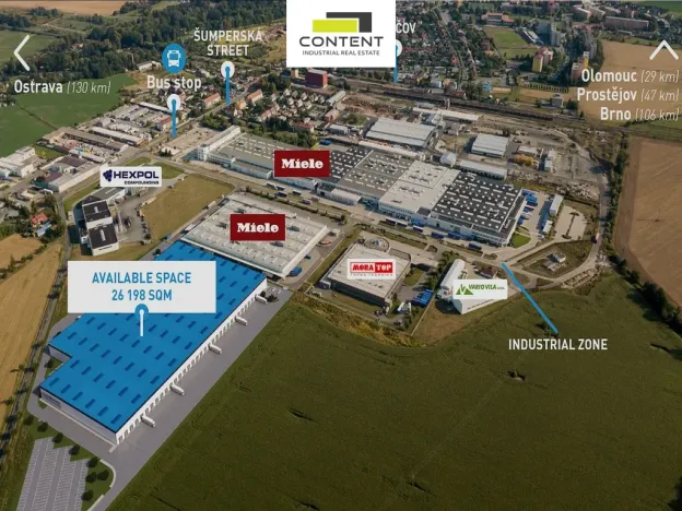 Pronájem skladu, Uničov, Šumperská, 26430 m2