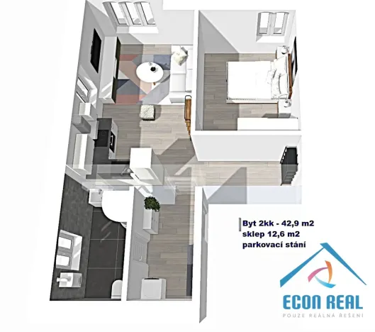 Pronájem bytu 2+kk, Kolín, Havlíčkova, 42 m2