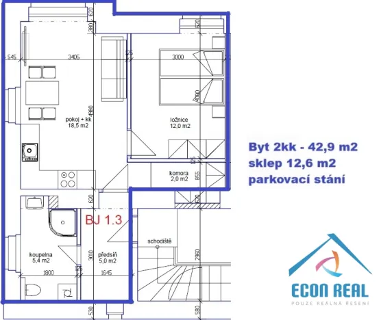 Pronájem bytu 2+kk, Kolín, Havlíčkova, 42 m2