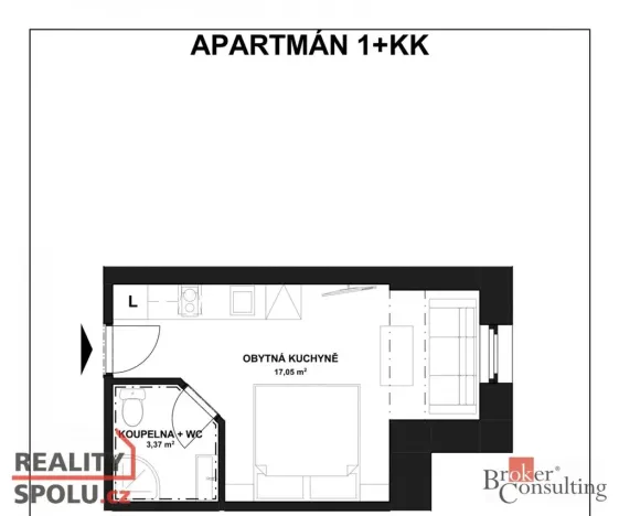 Prodej bytu 1+kk, Horní Lhota, 20 m2