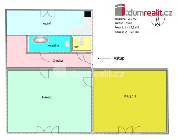 Pronájem bytu 2+1, Ostrov, Severní, 56 m2