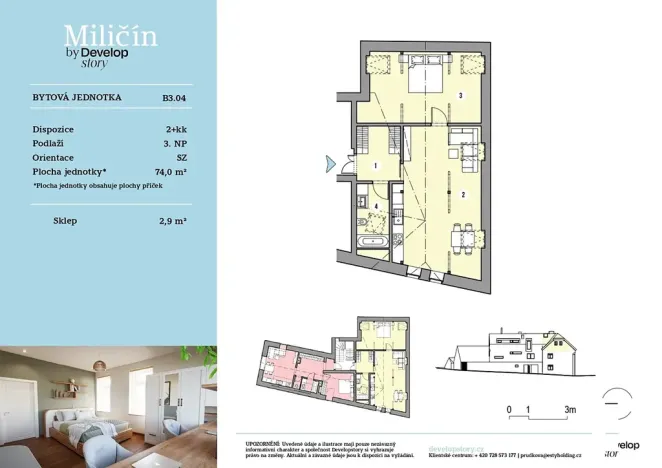 Prodej bytu 2+kk, Miličín, 74 m2