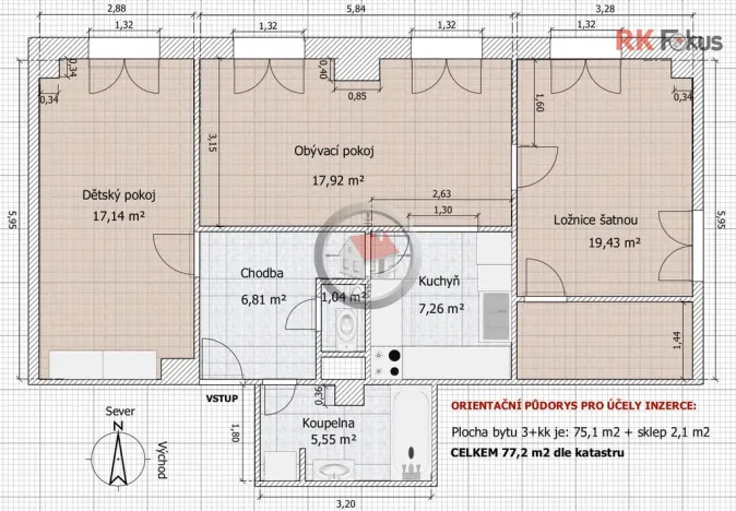 Pronájem bytu 3+kk, Třebíč - Horka-Domky, Družstevní, 77 m2