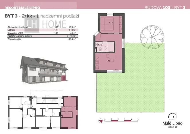 Prodej bytu 2+kk, Černá v Pošumaví, 31 m2