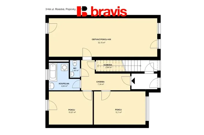 Pronájem bytu 3+kk, Brno, Rosická, 72 m2