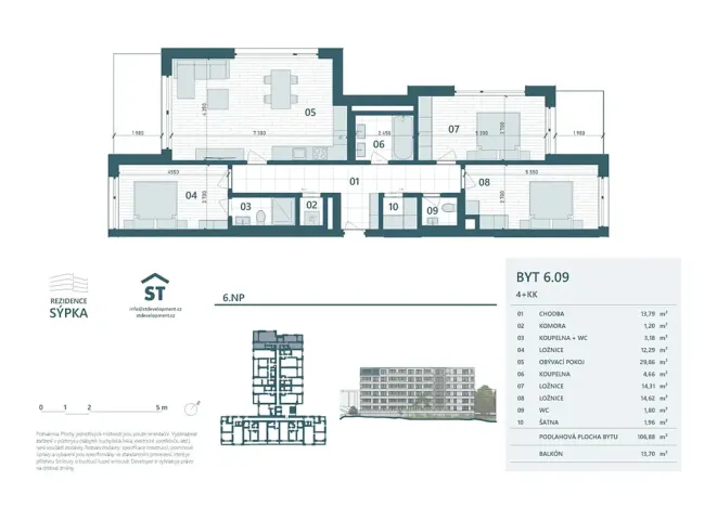 Prodej bytu 4+kk, Otrokovice, tř. Tomáše Bati, 107 m2